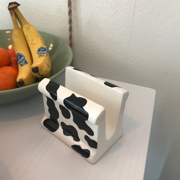 Cow Print Home Decor Napkin Holder Hand Painted - Picture 2 of 4